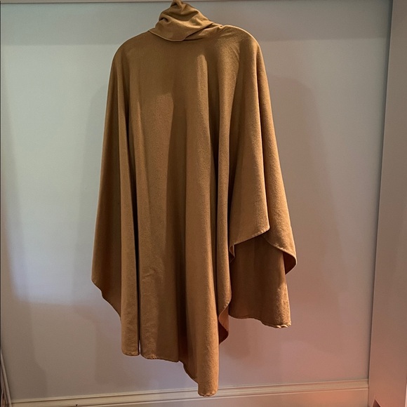 Vintage wool cape cocoon tan/light brown oversized scarf shawl poncho wrap cloak - Picture 2 of 14